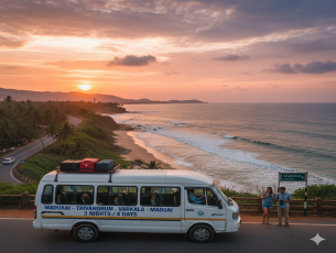 Theni to Trivandrum Railway Station Tour Package Luxury 16+1 Force Urbania AC Van (thenicalltaxi)